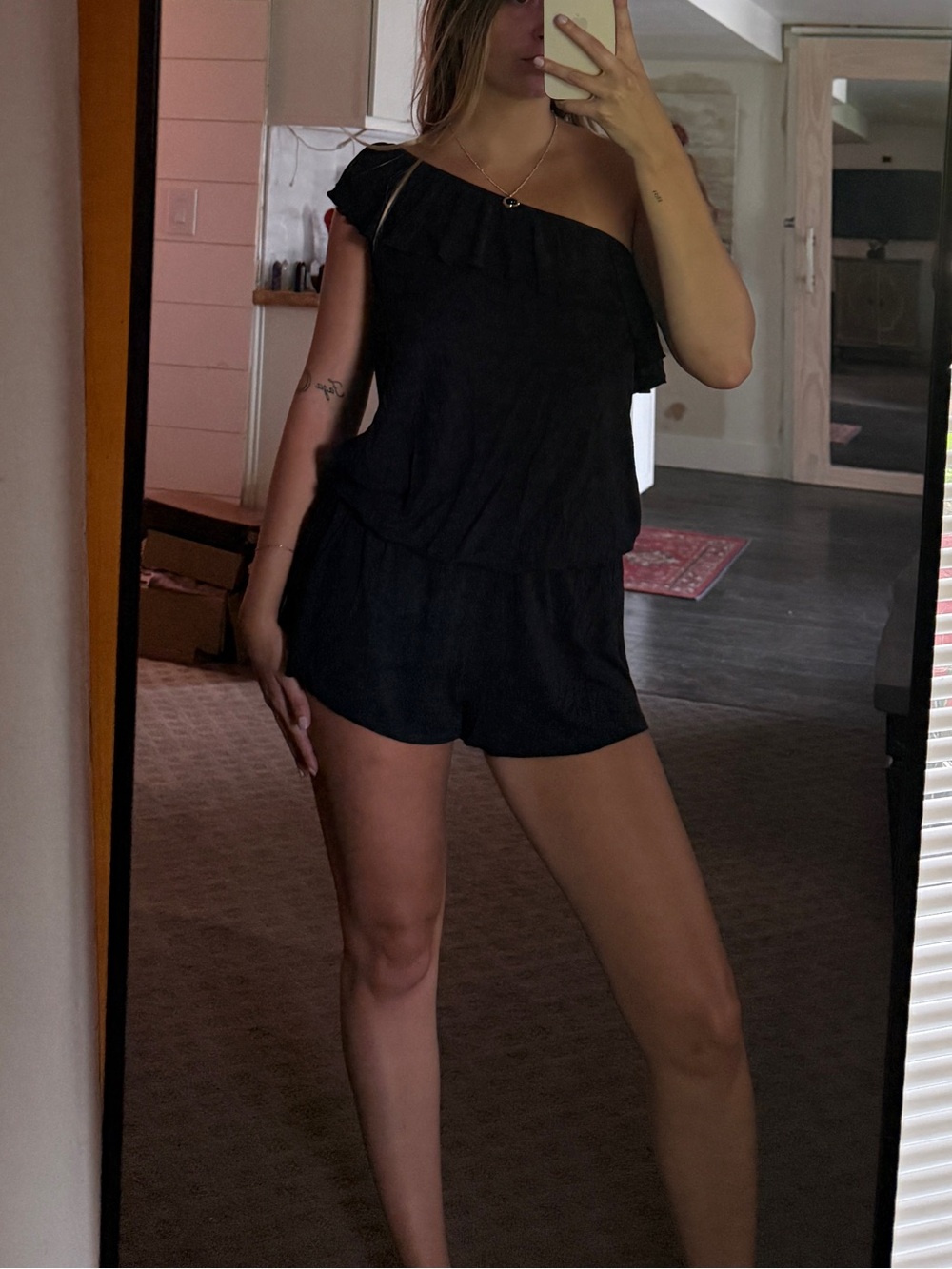 Women’s One-Shoulder Black Romper